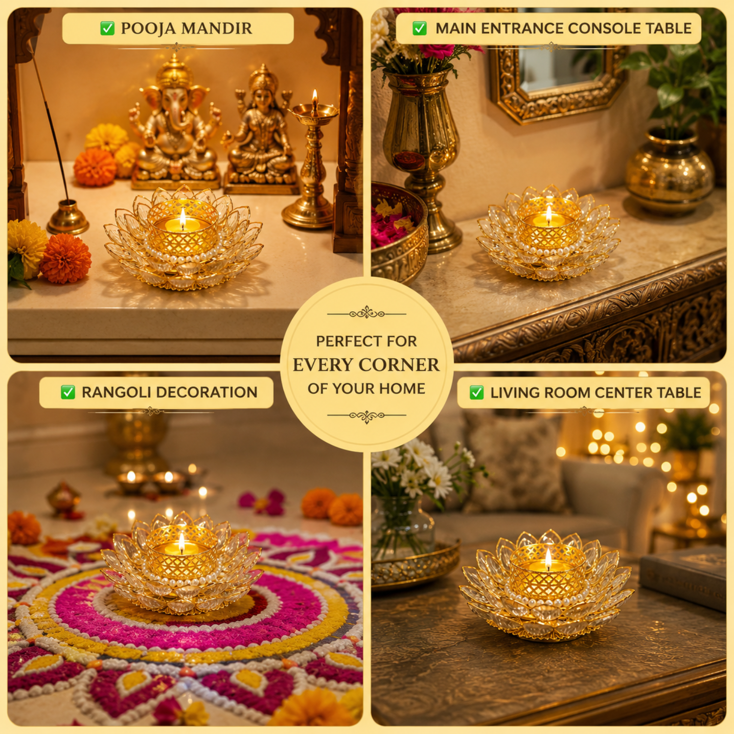 White Lotus T-light Holder 4