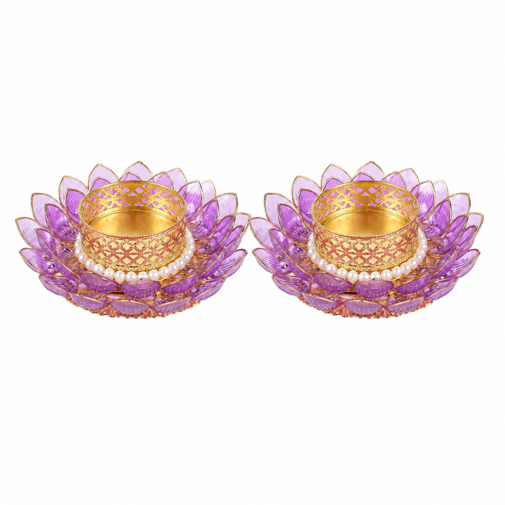 Purple Lotus T-light Holder 1