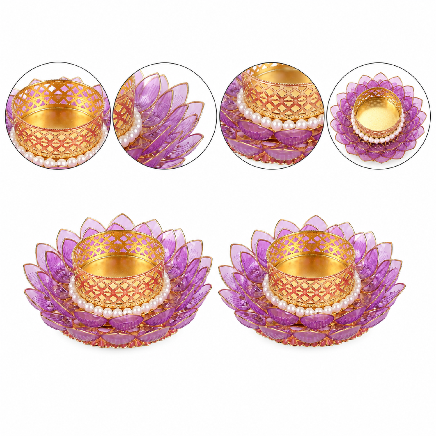 Purple Lotus T-light Holder -2