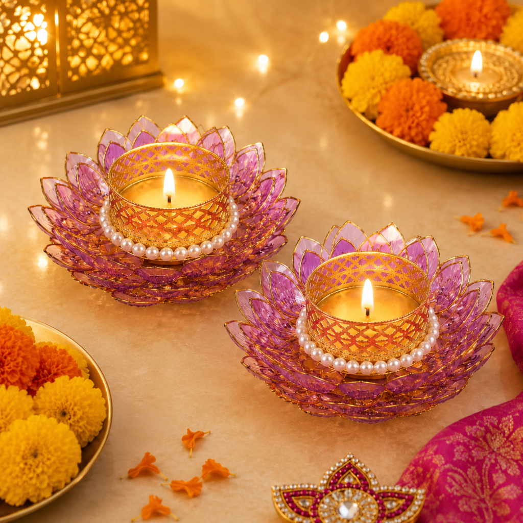 Purple Lotus T-light Holder 