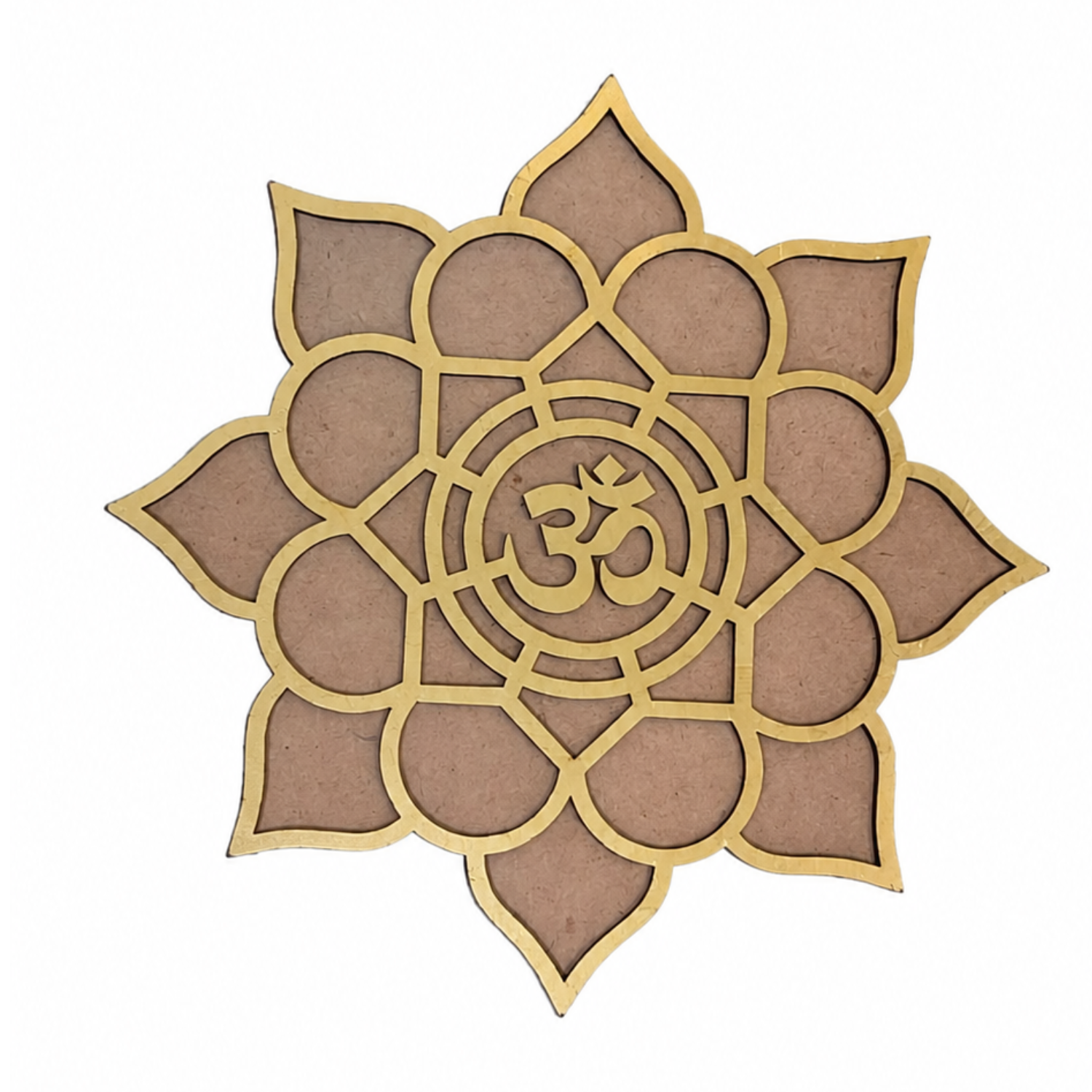 Wooden OM Lotus Wall Art for Home Decor | Sacred Geometry Spiritual Pooja Mandir Decoration Item | Festive Diwali & Meditation Room Accent | Eco-Friendly MDF Hanging Sign