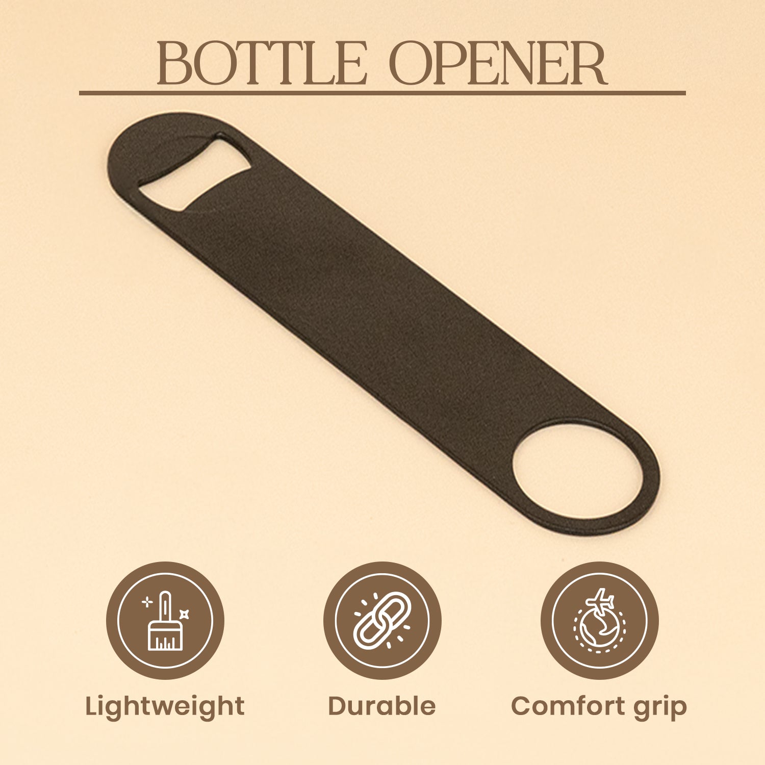 Professional Matte Black Speed Bottle Opener | Heavy Duty Stainless Steel Flat Bar Opener
