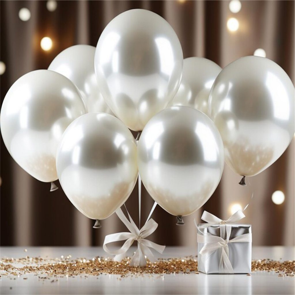  Metallic White Balloons Pack - Pearl Finish Latex Balloons for Birthday & Wedding Decor 50 Pcs 3