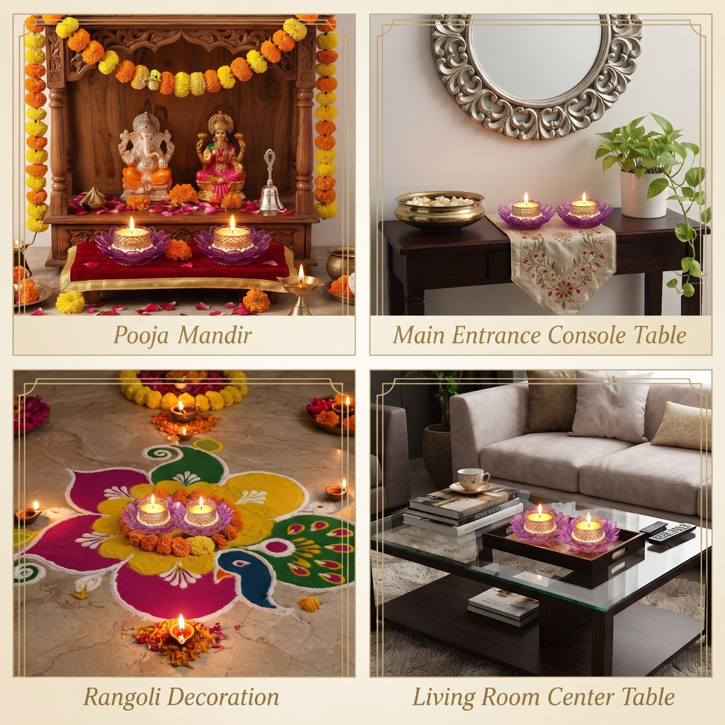 Purple Lotus T-light Holder 5
