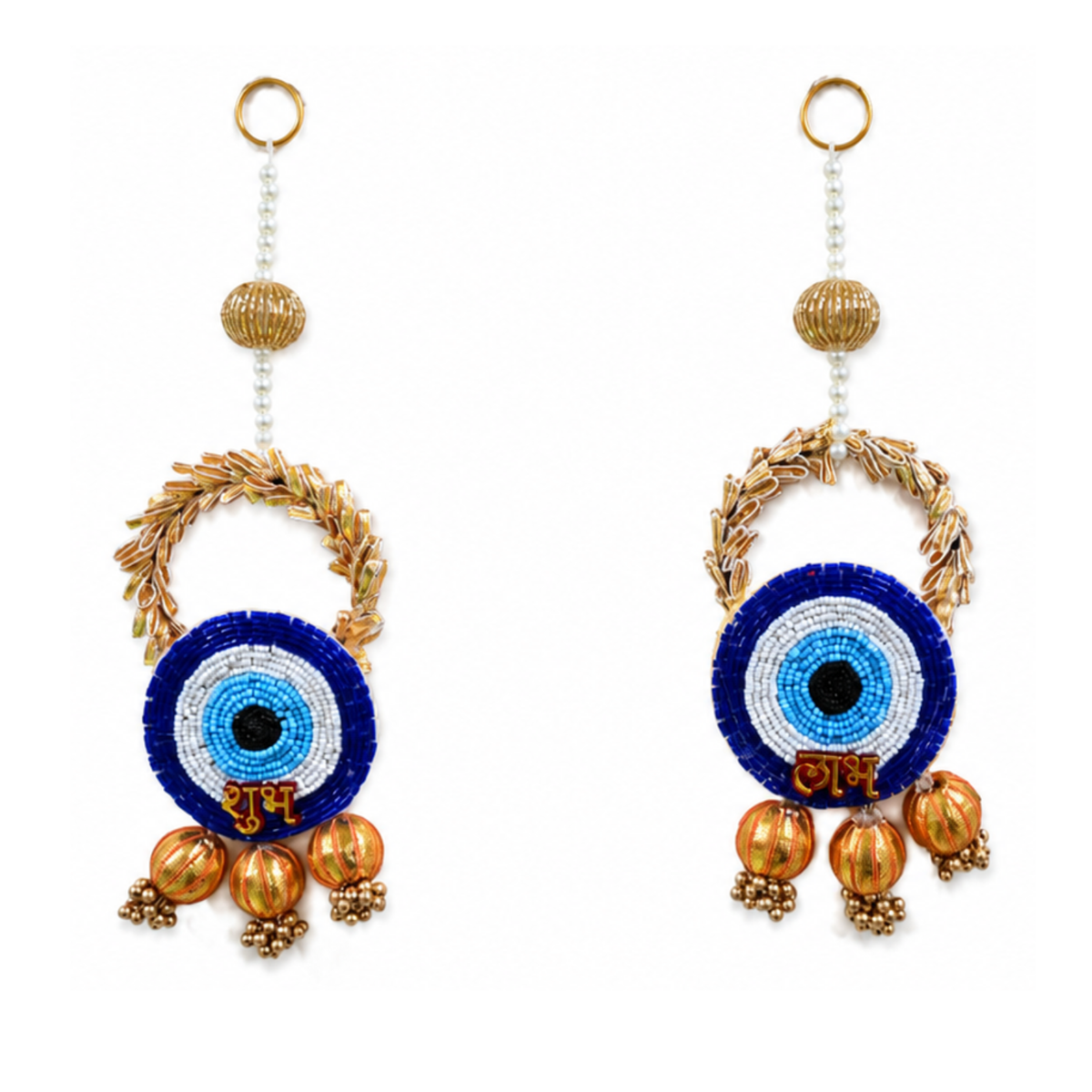 Decorative Evil Eye Shubh Labh Door Hanging – 27 cm Traditional Wall Decor, Protection, Housewarming & Festive Home Ornament (Set of 2)