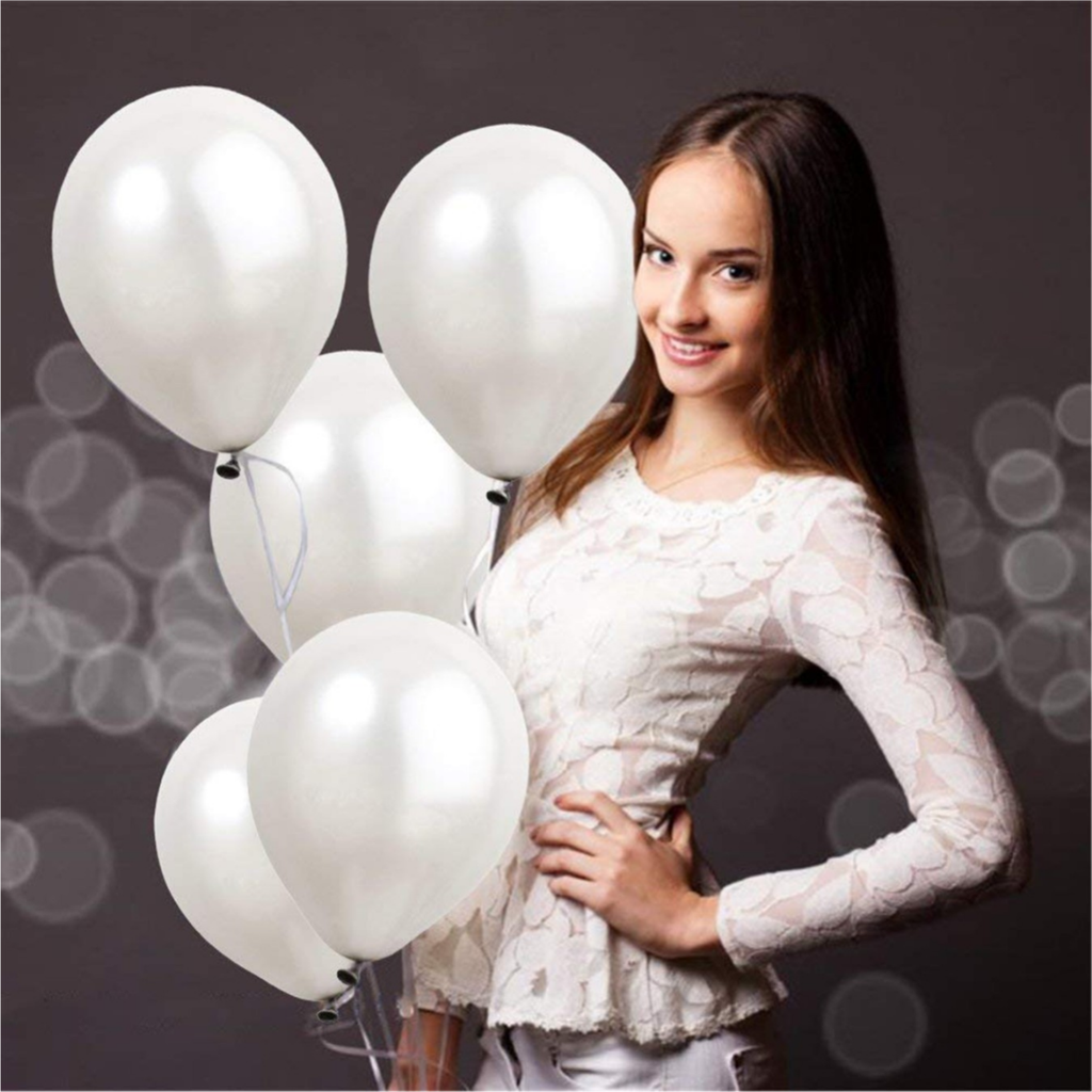  Metallic White Balloons Pack - Pearl Finish Latex Balloons for Birthday & Wedding Decor 50 Pcs 4 