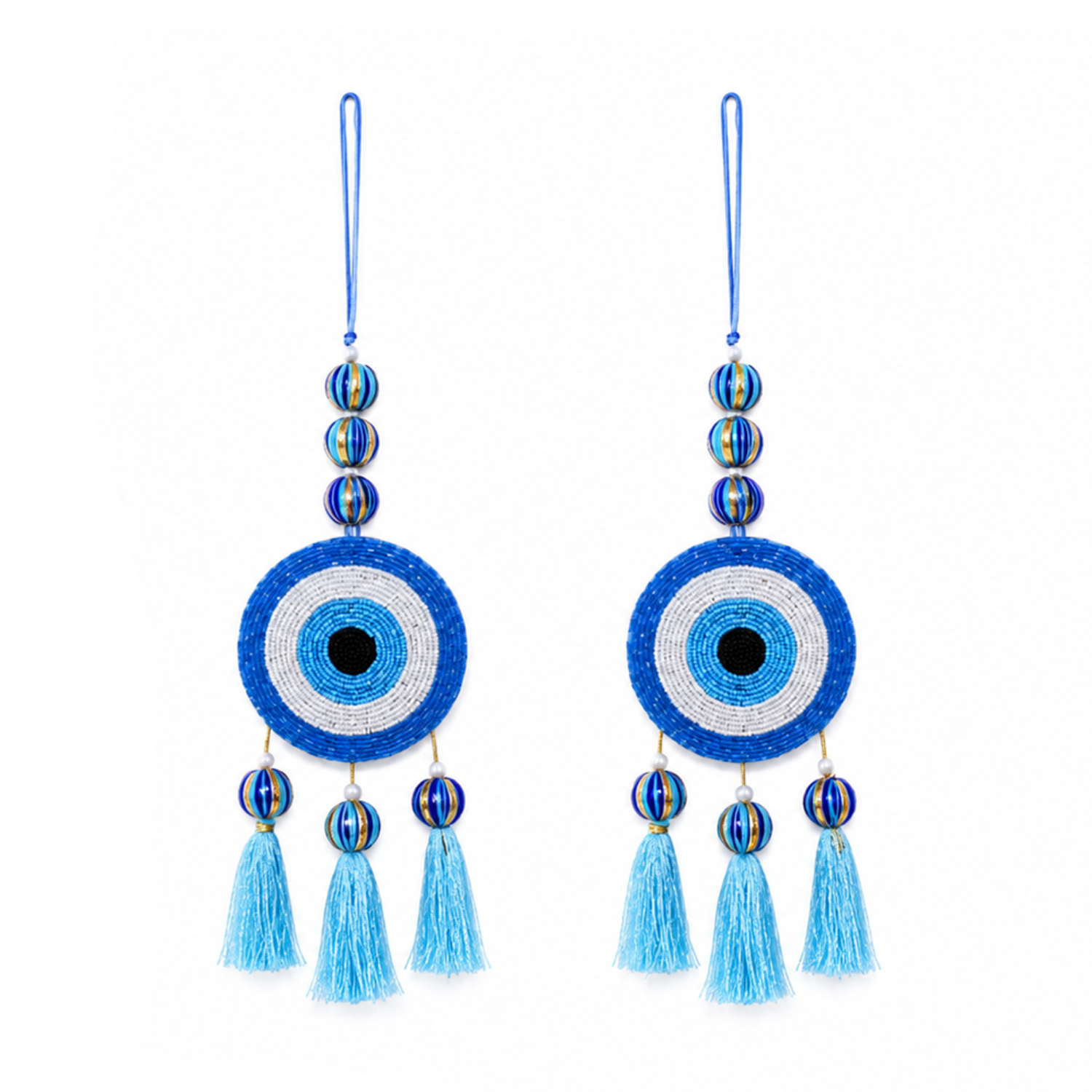 Ethnic Evil Eye Door Hanging – 40 cm Reusable Traditional Ornament for Entrance, Balcony & Festive Home Decor, (Set of 2, Multicolour)