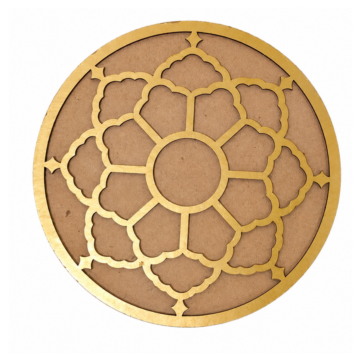 Wooden Rangoli Stencil for Floor Decoration | 15cm Round MDF Mandala Template for Diwali, Pooja Mandir & Festivals | Reusable DIY Colour Fill Art Board for Home Entrance