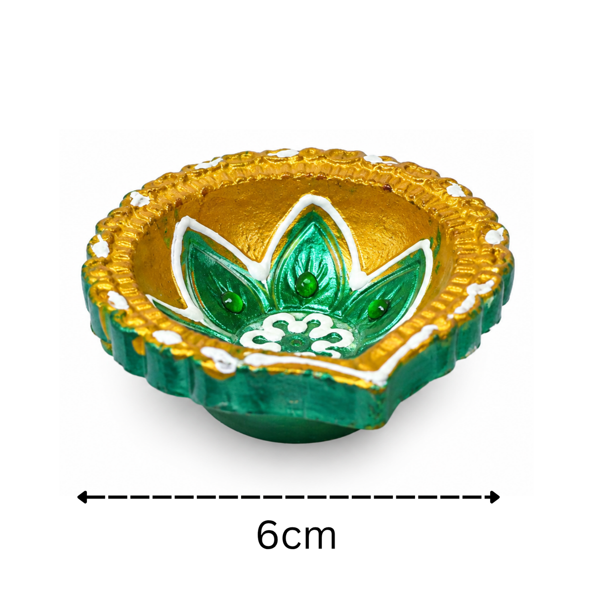 Handcrafted Clay Diyas - Set of 6 Decorative Hand-Painted Terracotta Diya Lamps for Diwali & Pooja Decor (6cm)