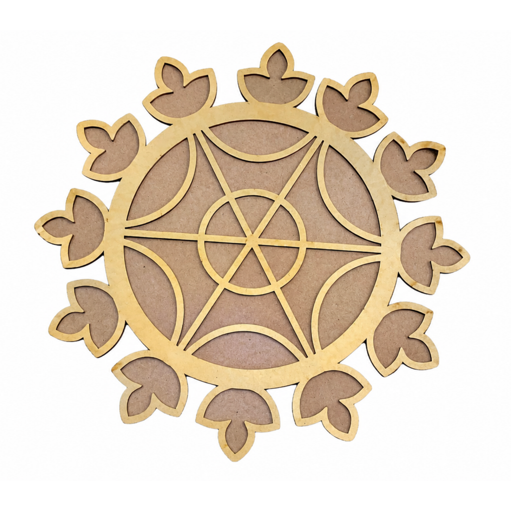 Wooden Rangoli Stencil for Floor Decoration | 30cm Large MDF Mandala Template Board for Diwali, Pooja Mandir, Home Entrance & Festive Craft Art