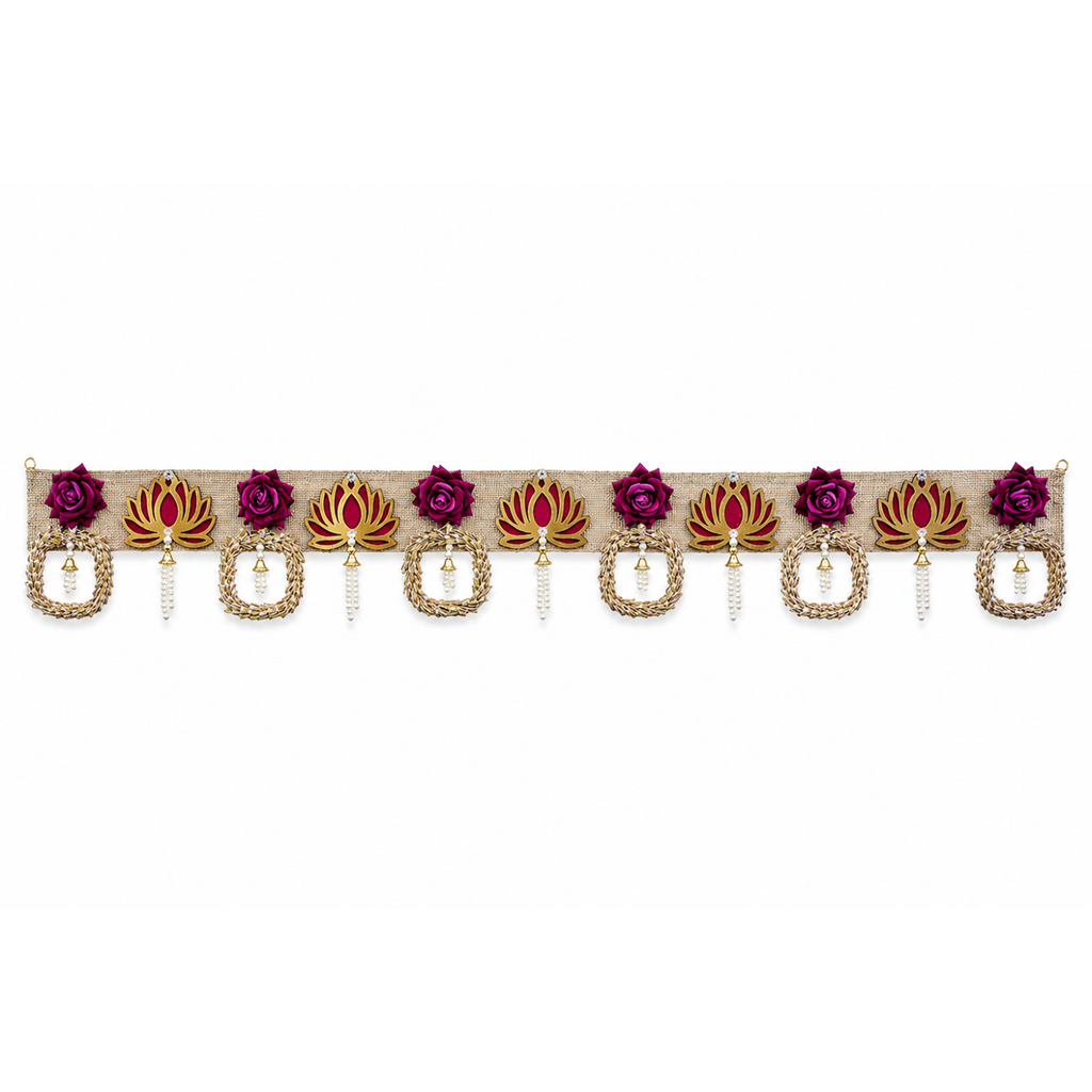Decorative Toran Door Hanging, 100 cm, Jute with Lotus