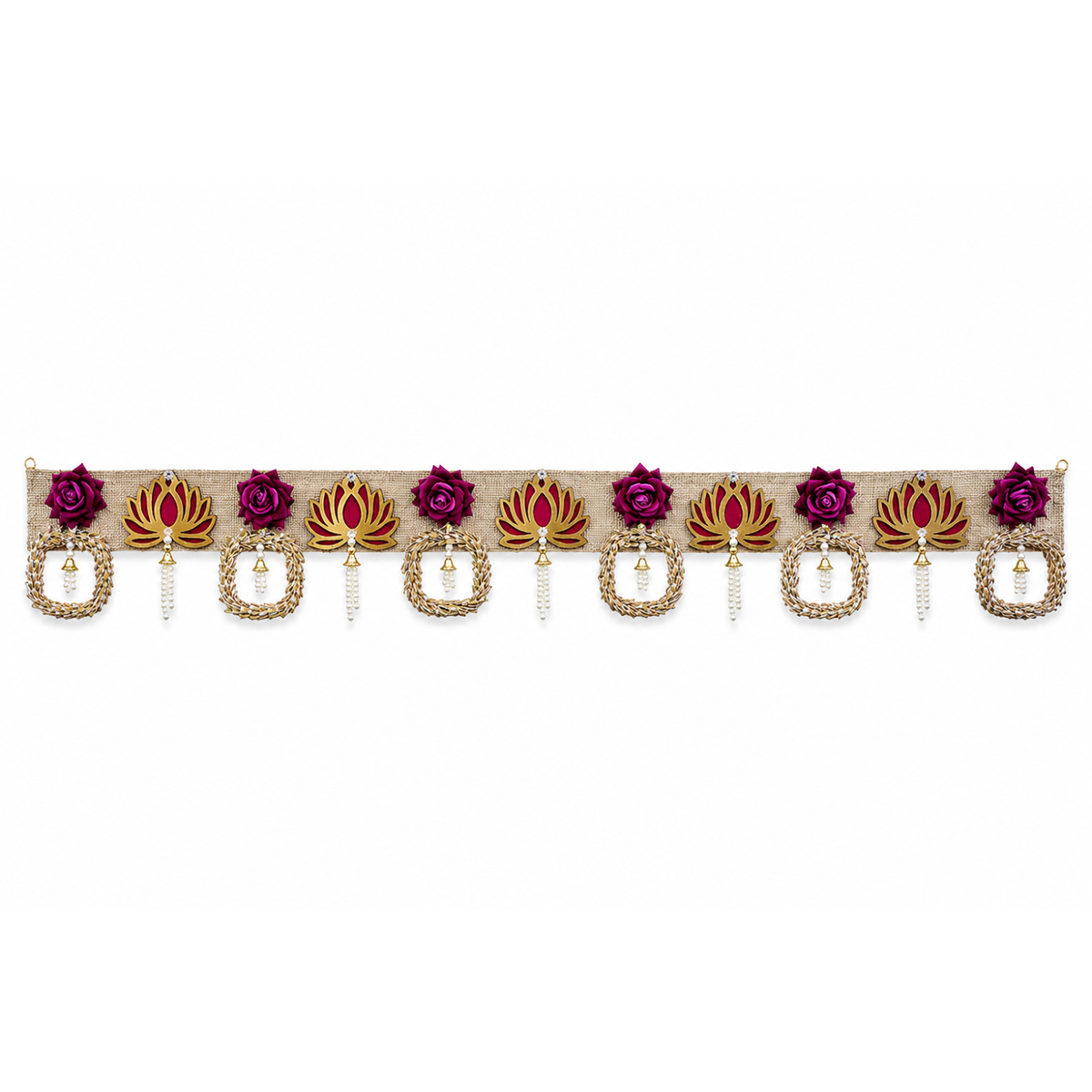 Decorative Toran Door Hanging, 100 cm, Jute with Lotus