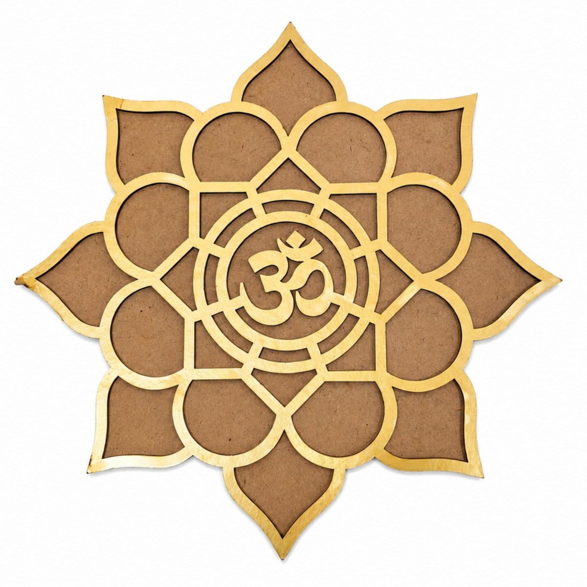 Lotus Om MDF Wall Decor – 20 cm Intricate Spiritual Laser Cut Artwork for Pooja Room, Living Room, Yoga Space & Meditation Decor | DIY Paintable Wooden Hanging Accent for Home & Festival Gifting