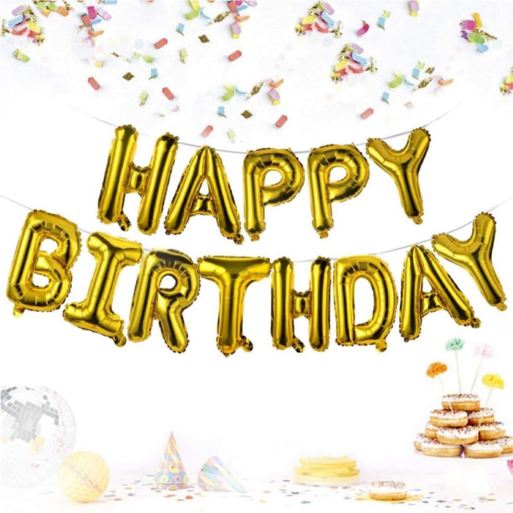 Happy Birthday Golden Foil Balloons Letter Banner Set - 16-Inch Self-Inflating Mylar Letters for Party Decorations 3