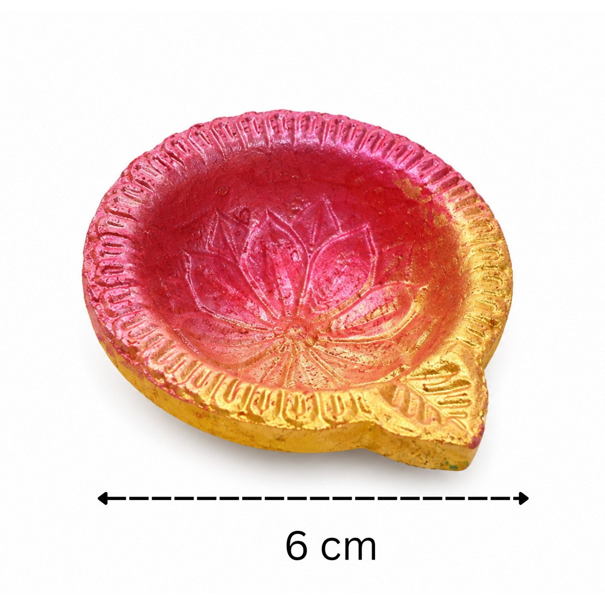 Handcrafted Colorful Clay Diyas (Set of 6) – 6cm Decorative Wax Diya Candles for Diwali & Home Decor