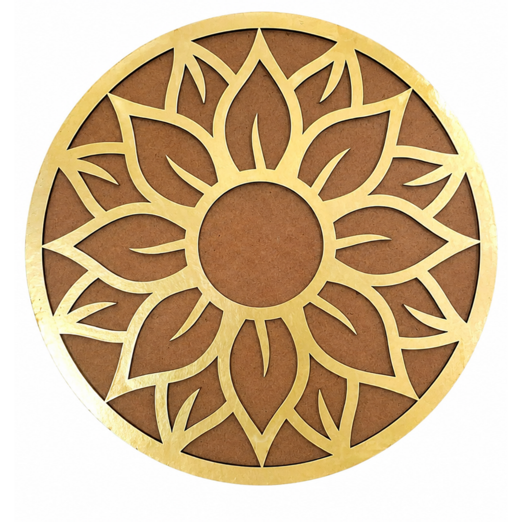 Flower Design Rangoli Mat – 20 cm Round Wooden MDF Decorative Centerpiece for Pooja Room, Dining Table & Festival Gifting | DIY Paintable Protective Surface Accent for Diwali & Home Decor