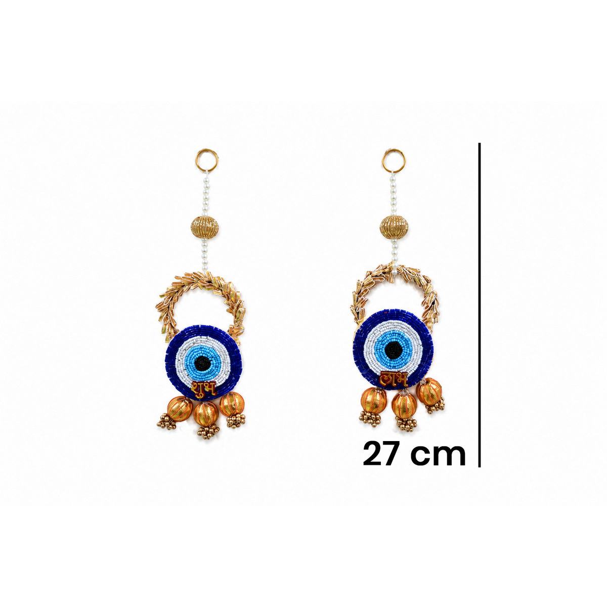 Decorative Evil Eye Shubh Labh Door Hanging – 27 cm Traditional Wall Decor, Protection, Housewarming & Festive Home Ornament (Set of 2)