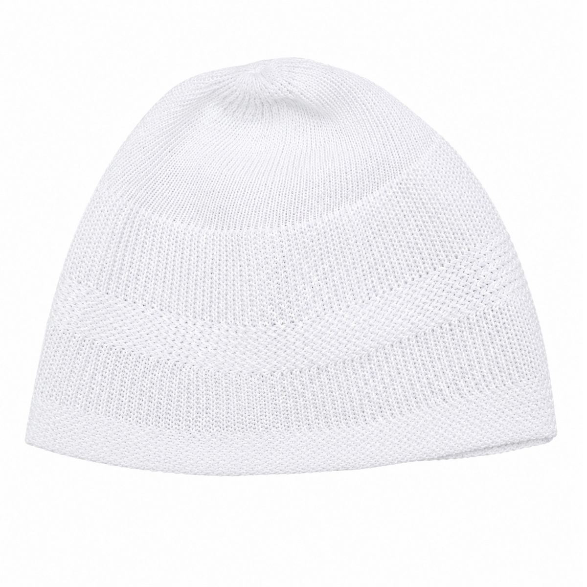 Premium White Knitted Muslim Skull Cap for Men and Boys - Comfortable Breathable Prayer Kufi Hat