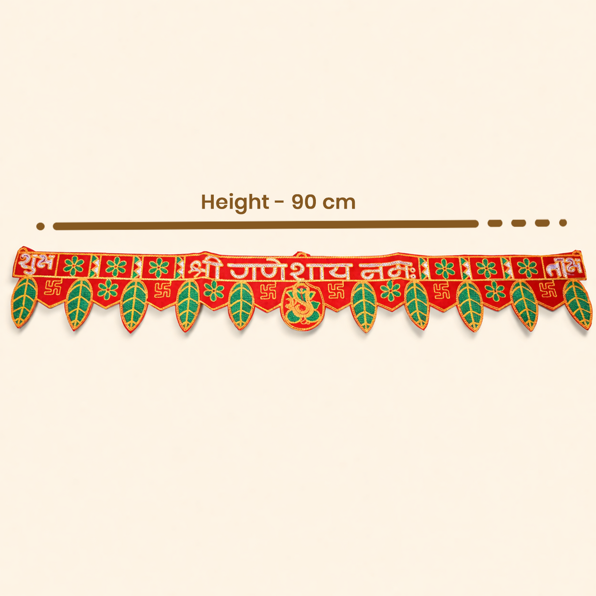 Traditional Shubh Labh Ganesh Door Toran for Main Entrance - 90 cm Festive Hanging for Home Decoration, Diwali, Wedding, Housewarming, and Office Decor (Red & Multi-Color)
