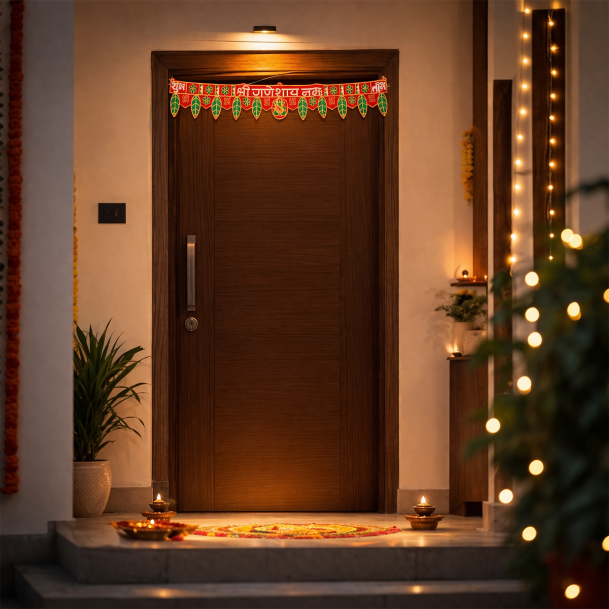 Traditional Shubh Labh Ganesh Door Toran for Main Entrance - 90 cm Festive Hanging for Home Decoration, Diwali, Wedding, Housewarming, and Office Decor (Red & Multi-Color)