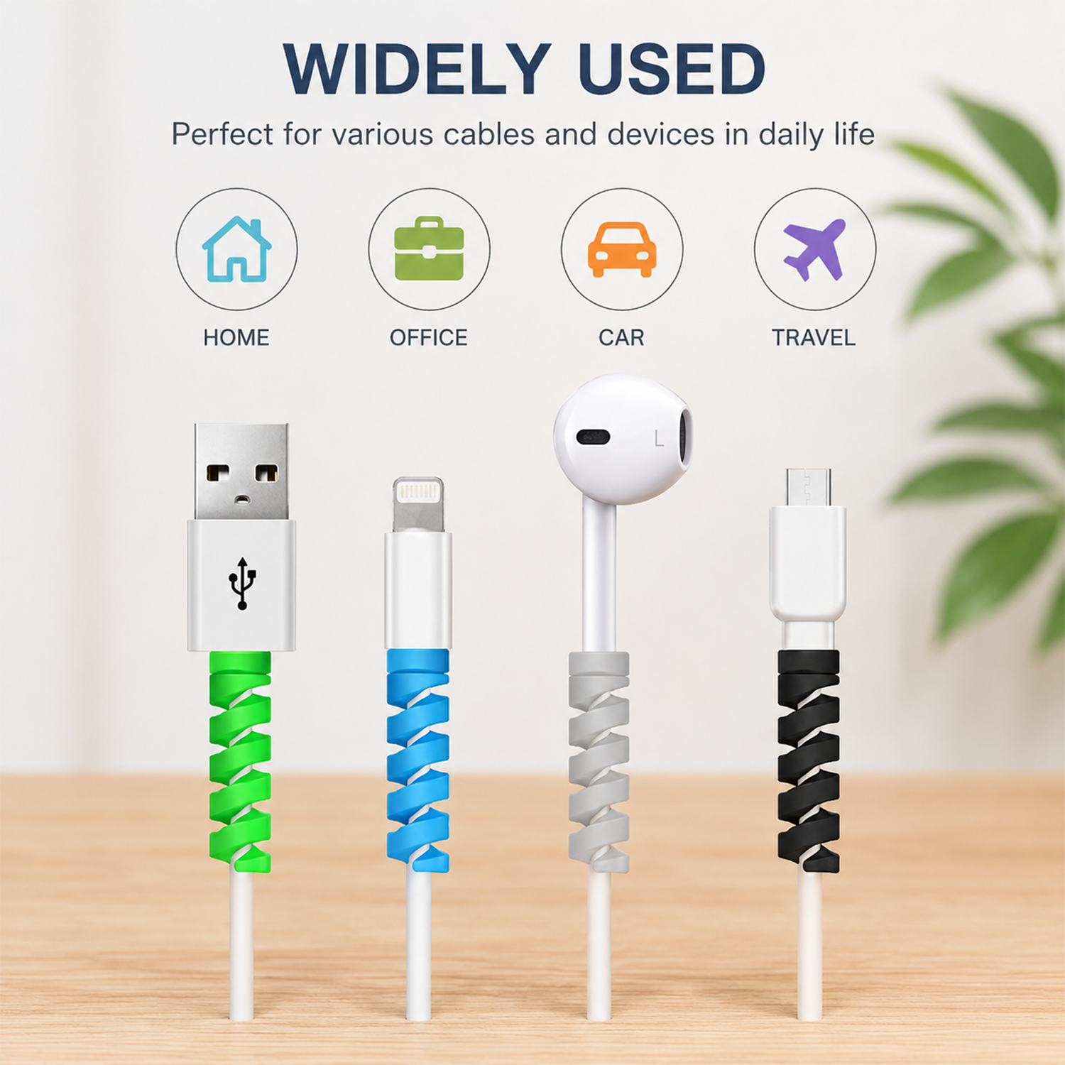 Spiral Cable Protectors for Chargers, Silicone Cord Saver for Phone, Android, and USB Cables, Flexible Wire Protector to Prevent Bending and Breaking (Multi-Color)