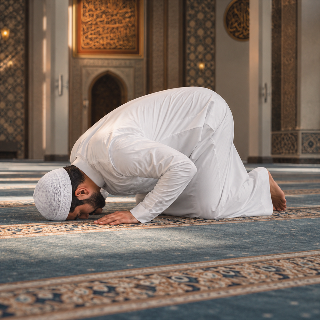 Premium White Knitted Muslim Skull Cap for Men and Boys - Comfortable Breathable Prayer Kufi Hat