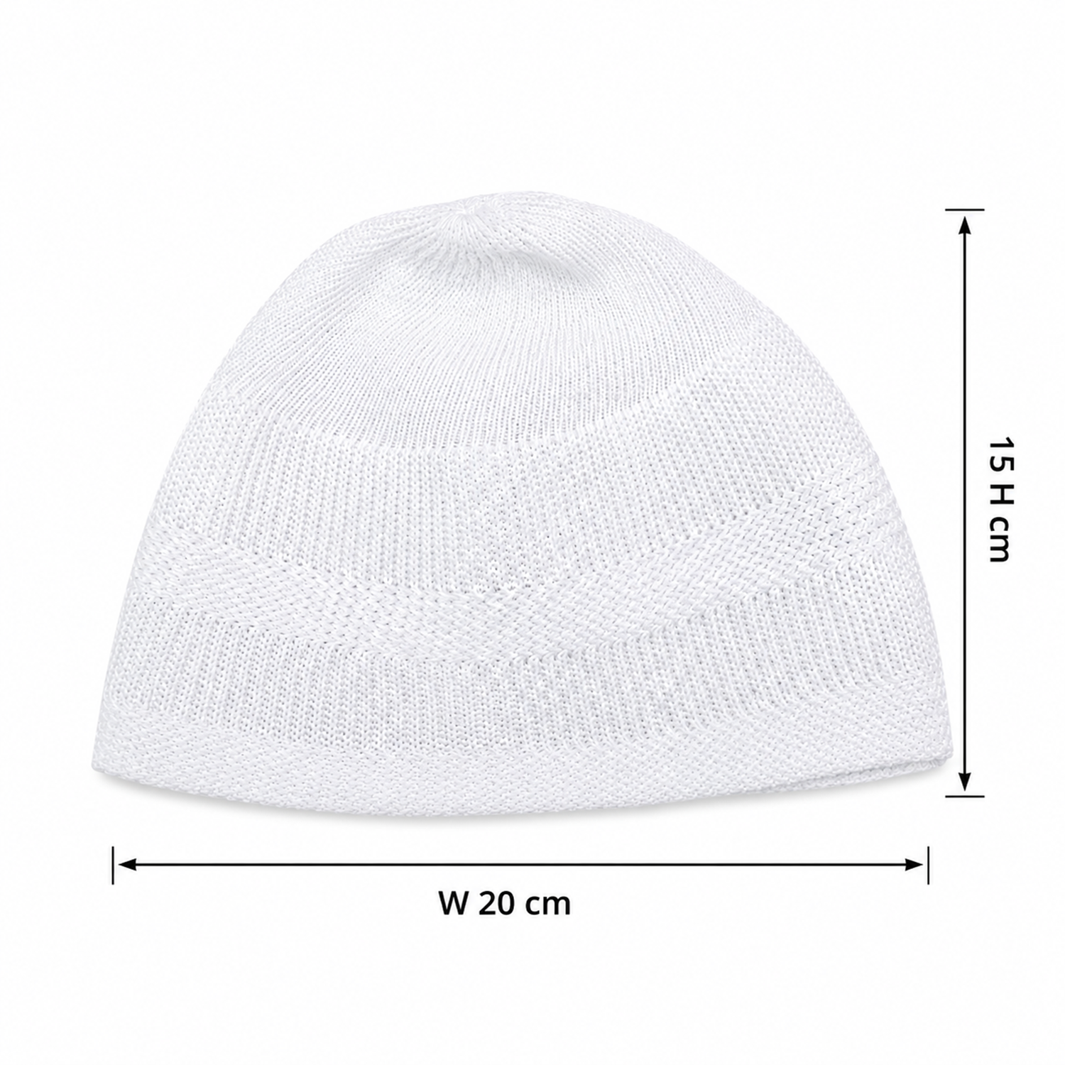 Premium White Knitted Muslim Skull Cap for Men and Boys - Comfortable Breathable Prayer Kufi Hat