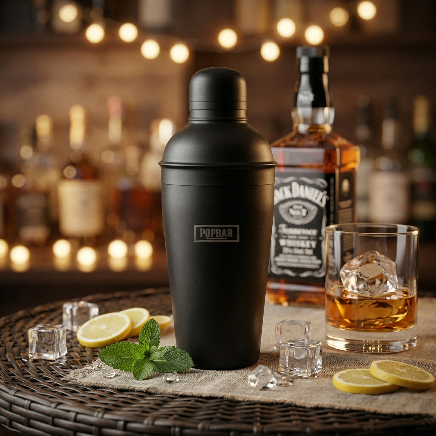 POPBAR Matte Black Stainless Steel Cocktail Shaker – Professional Leak-Proof Cobbler Shaker with Built-in Strainer & Easy-Grip Exterior 5