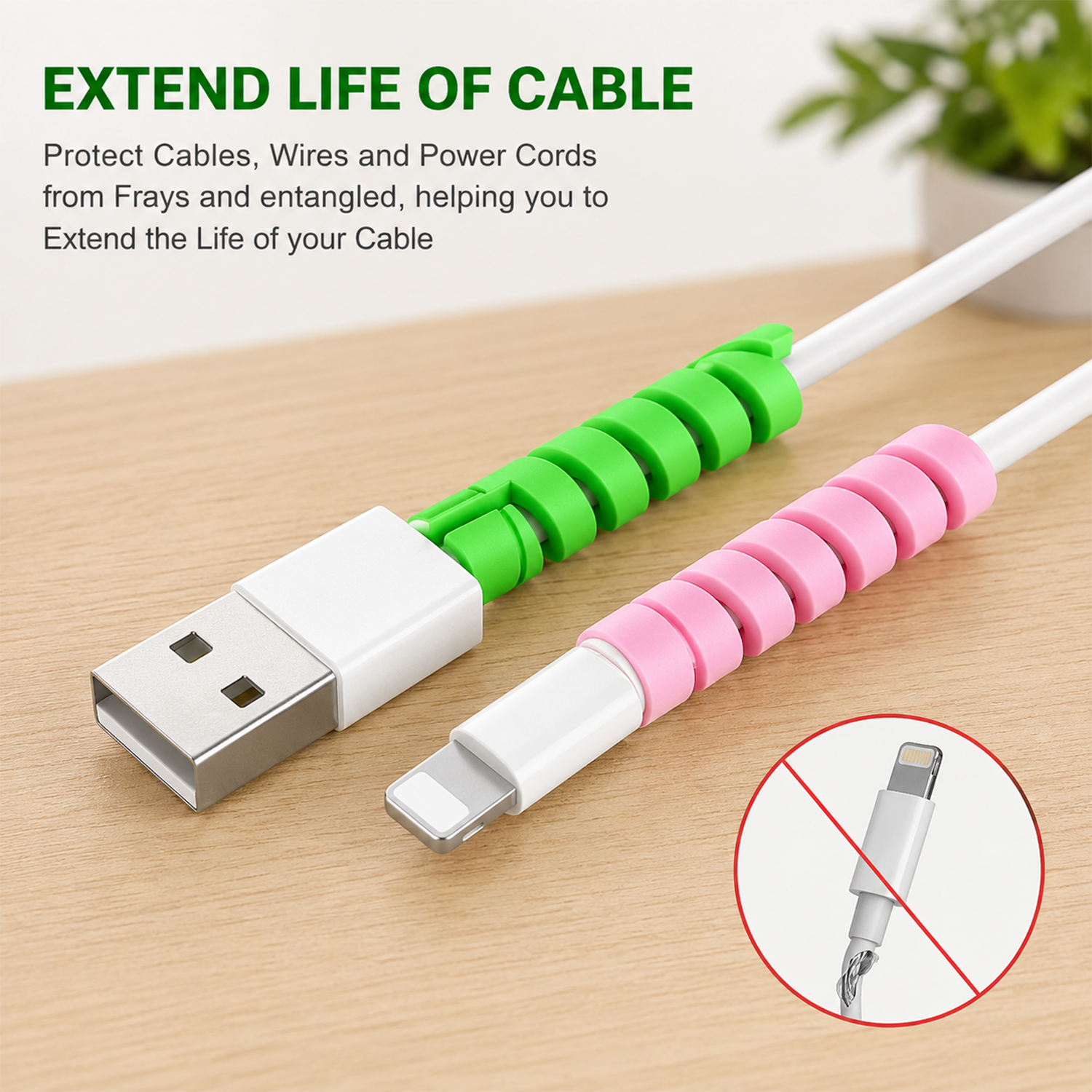 Spiral Cable Protectors for Chargers, Silicone Cord Saver for Phone, Android, and USB Cables, Flexible Wire Protector to Prevent Bending and Breaking (Multi-Color)