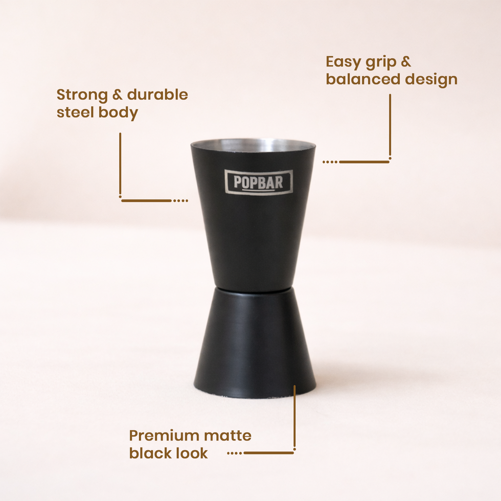 POPBAR Matte Black Dual Cocktail Jigger | Professional Peg Maker 4