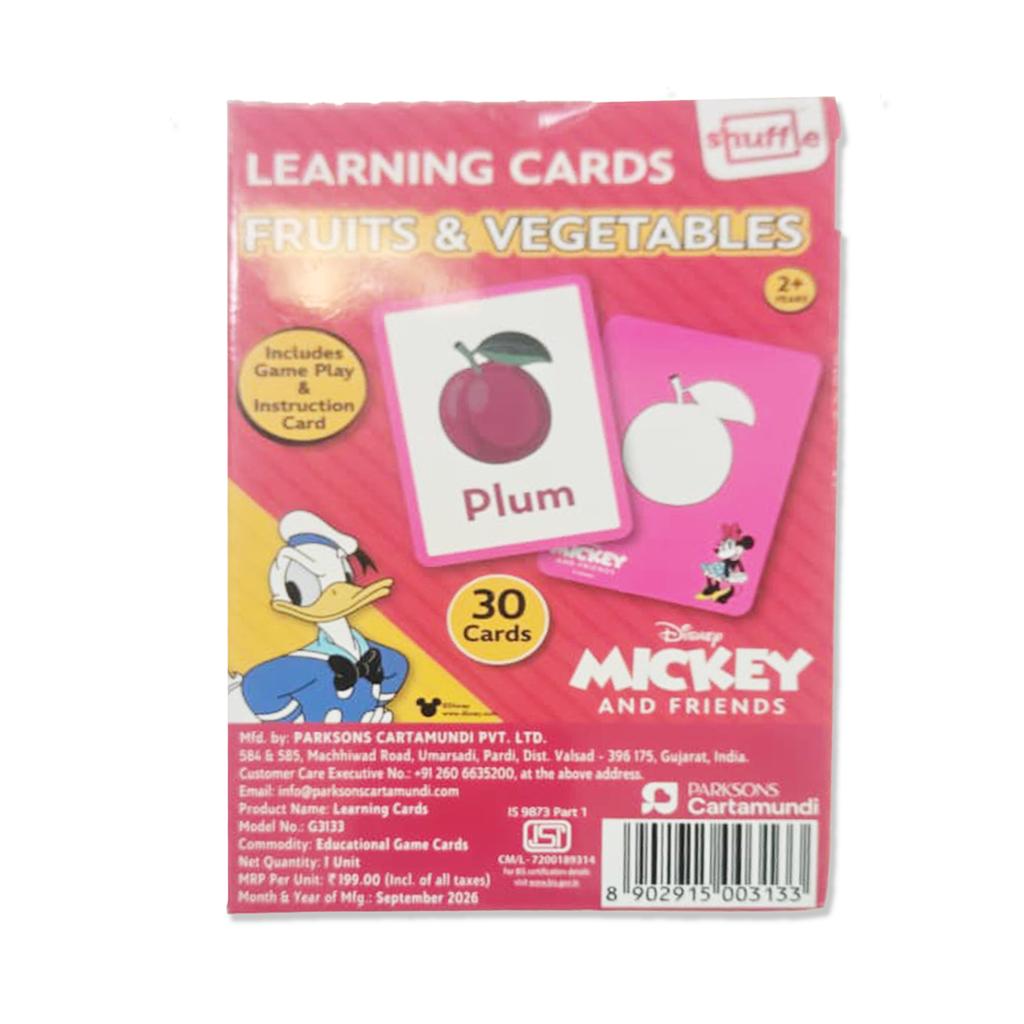Disney Mickey & Friends Fruits & Vegetables Educational Learning Flash Cards by Shuffle (30 Cards, Ages 2+)