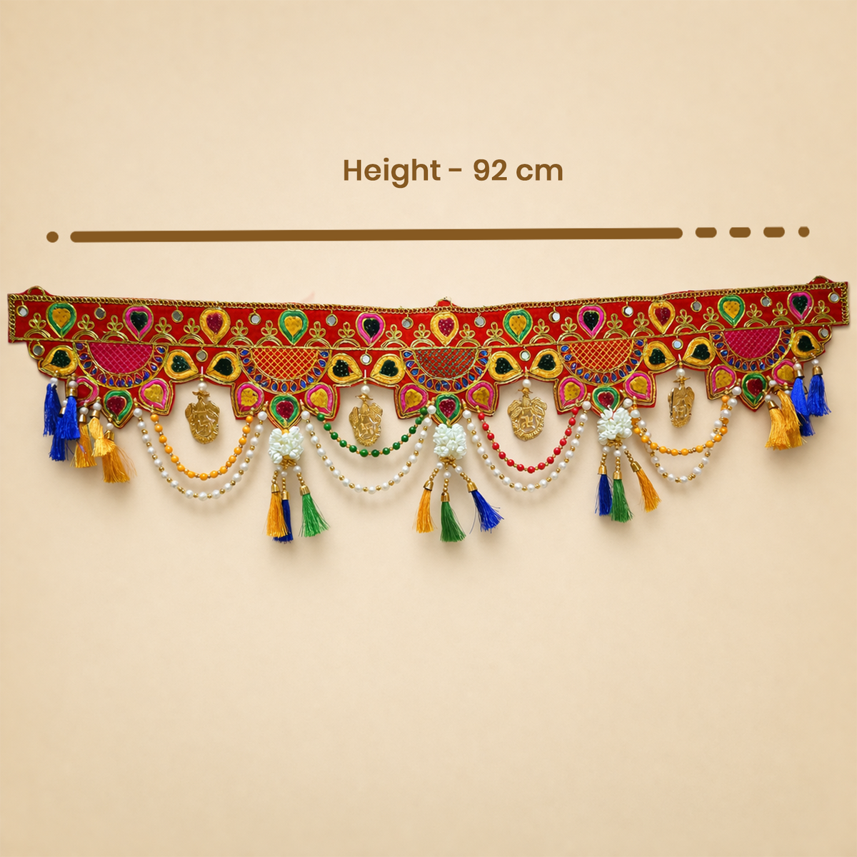 Traditional Ethnic Door Toran for Main Entrance - 92 cm Decorative Hanging for Diwali, Wedding, Housewarming, and Festive Home Decor (Red & Multi-Color)