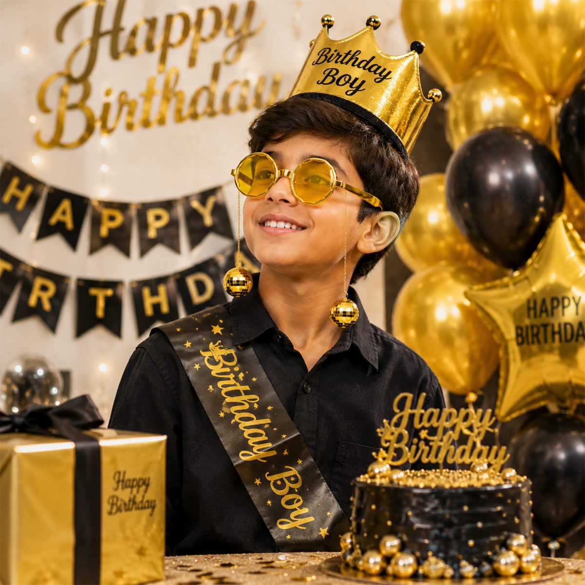 Novelty Disco Ball Sunglasses for Party - Gold Funky Glasses with Hanging Mirror Ball Dangles - Stylish Retro Eyewear for Festivals, Birthdays, and Themed Costumes