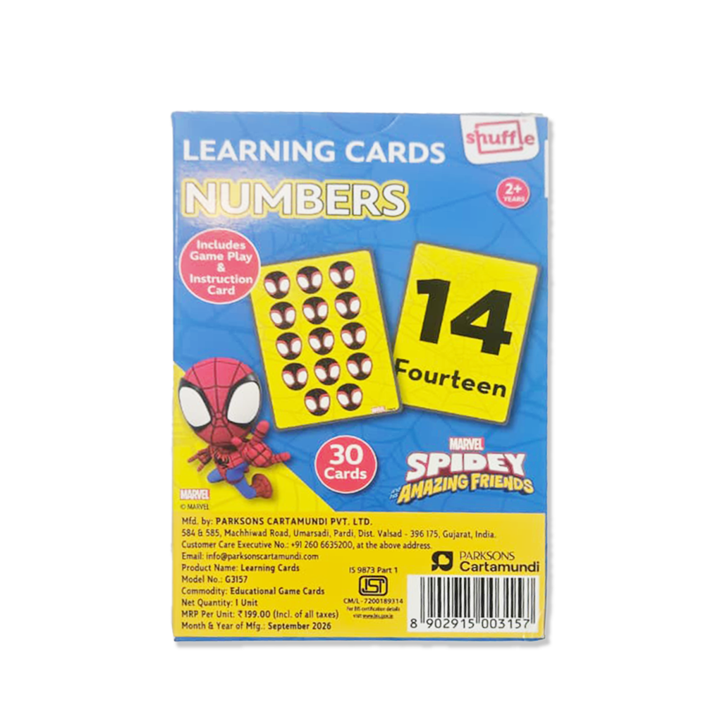Marvel Spidey & His Amazing Friends Numbers Educational Learning Flash Cards by Shuffle (30 Cards, Ages 2+)