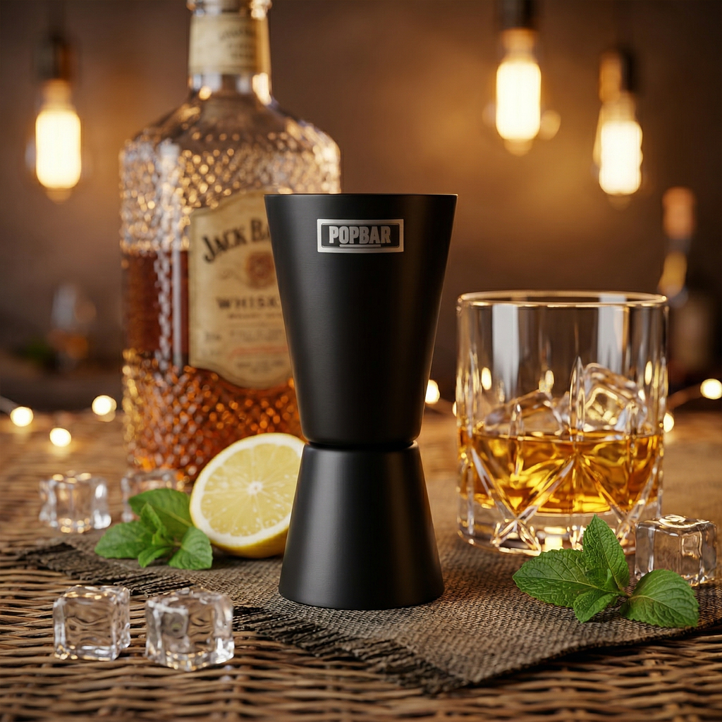 POPBAR Matte Black Dual Cocktail Jigger | Professional Peg Maker 3