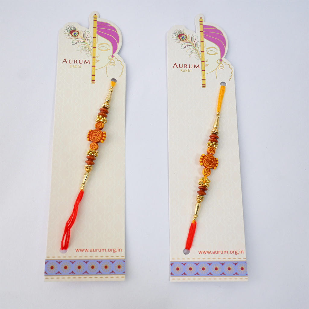 Rakhi Combo Pack, Multicolour, Beaded with Floral and OM Design, Family Celebration Set, Gift for Brothers