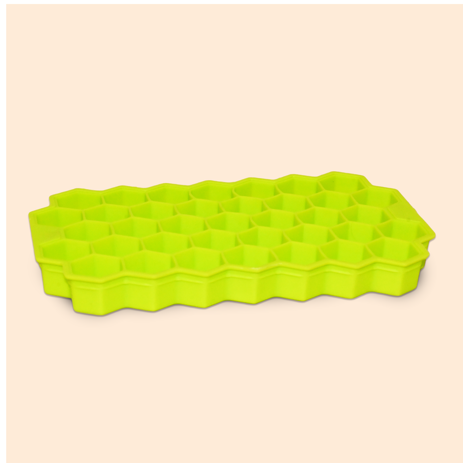 Silicone Ice Cube Tray with Lid, Honeycomb Hexagon Shape, Green, 20cm Width, Makes Flavored Ice Pack of 2