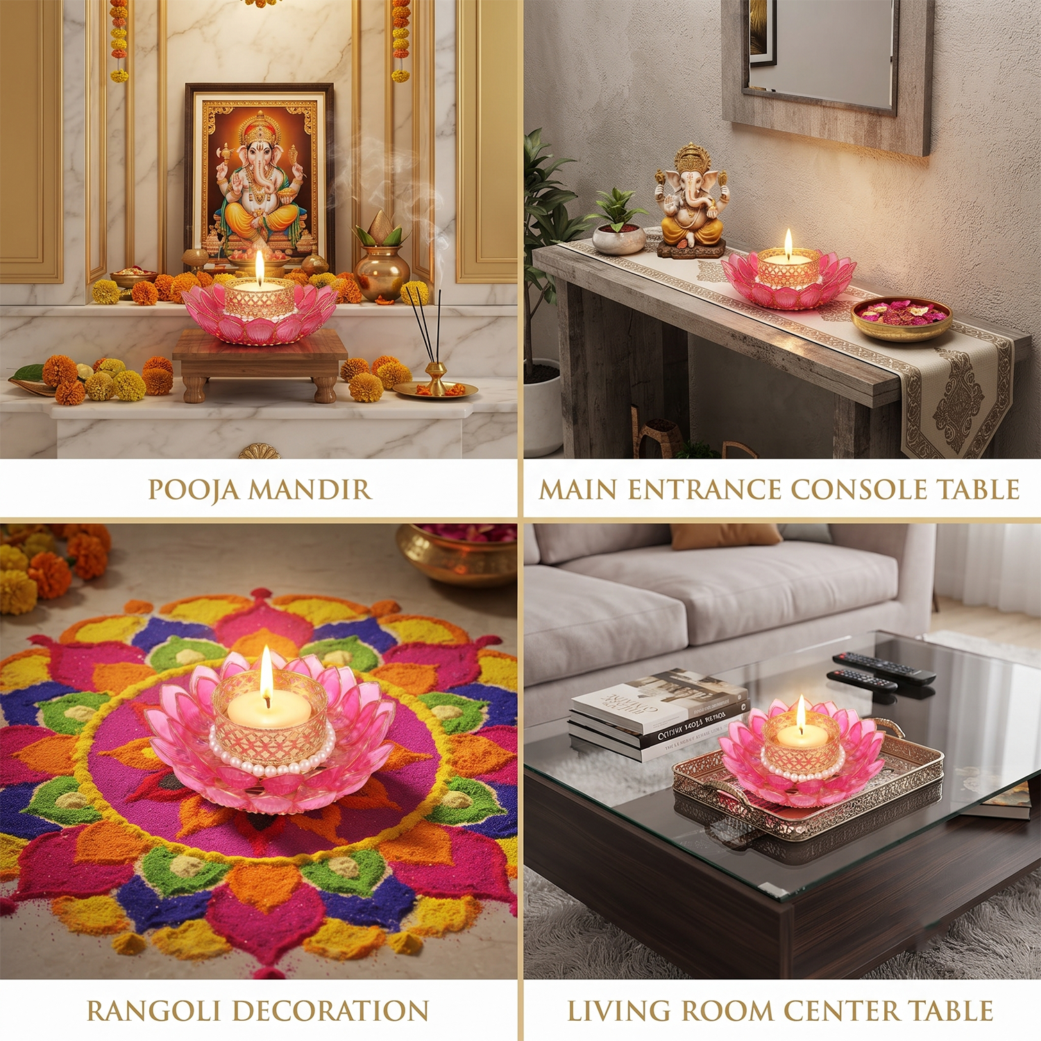 Pink Lotus T-light Holder 7