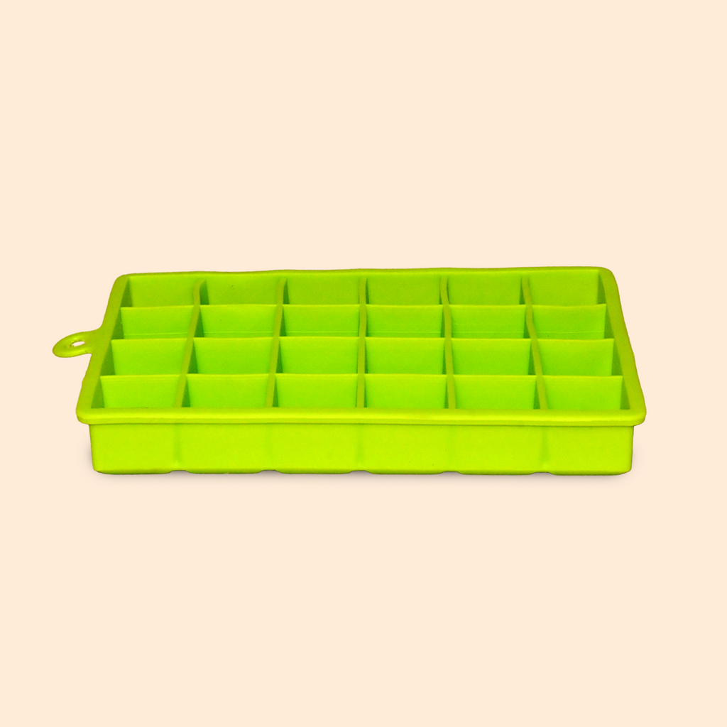 24-Cell Flexible Silicone Square Ice Cube Tray – Lime Green