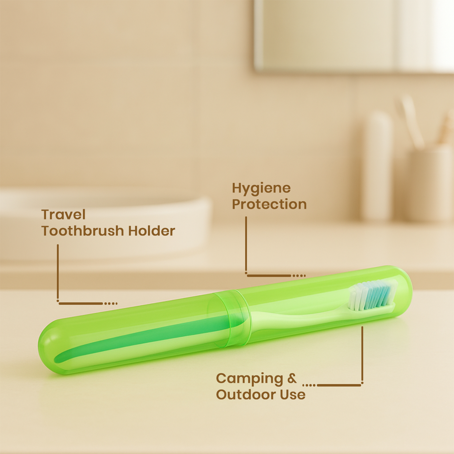 Slim Portable Travel Toothbrush Case – Hygienic Toothbrush Protector & Storage Holder for Camping, Gym, and Business Trips (20.5cm, Neon Green) 4