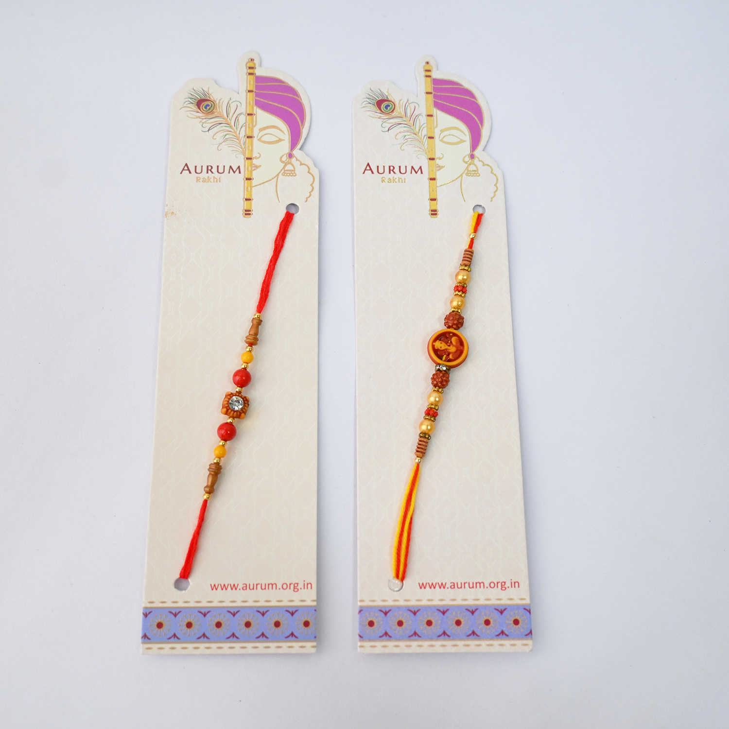 Rakhi Combo Pack, Multicolour, Beaded with Floral and OM Design, Family Celebration Set, Gift for Brothers