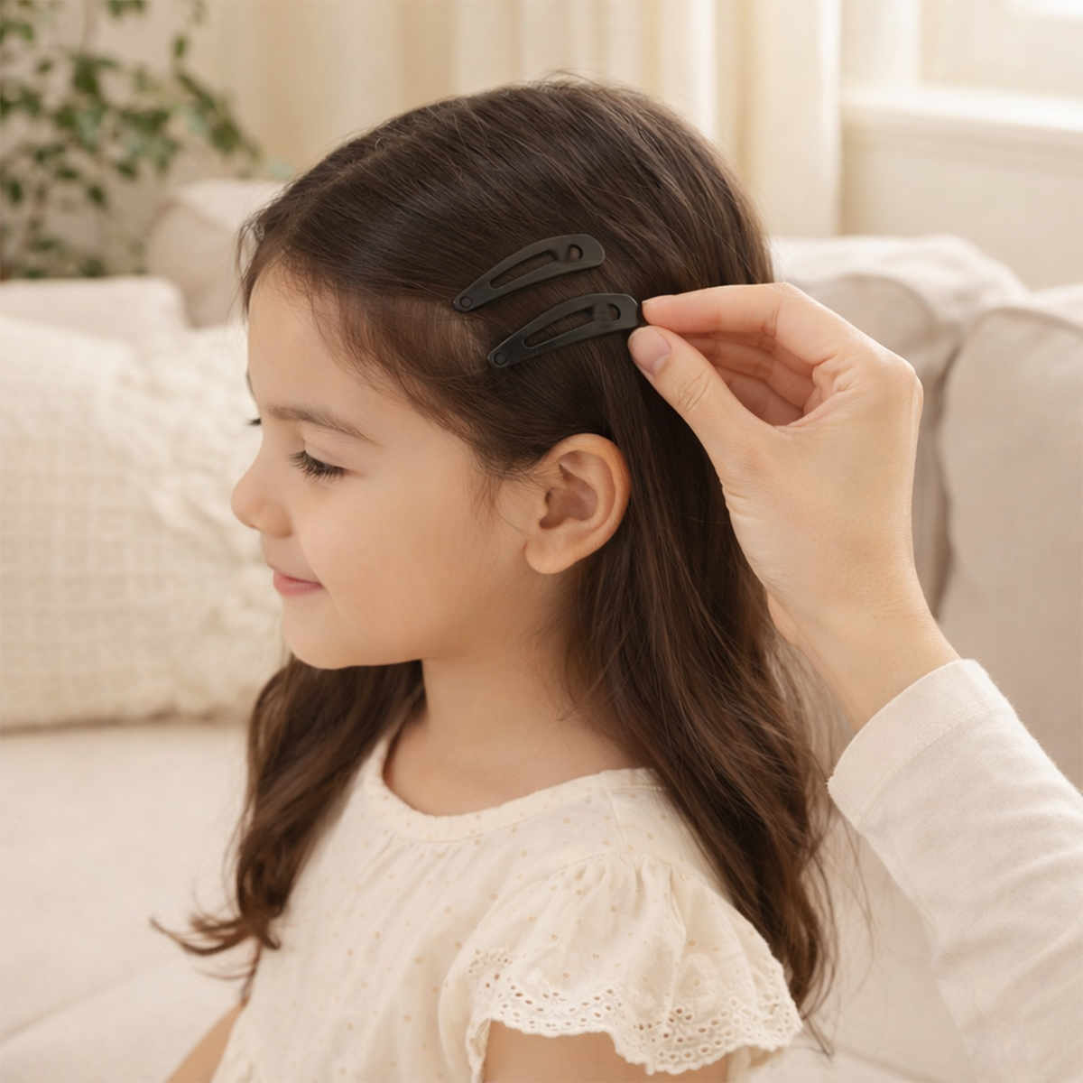 Premium Black Tic Tac Hair Clips for Women and Girls – Non-Slip Metal Snap Hair Barrettes for Daily Home, School, Office, and Salon Use, Pack of 10 Cards