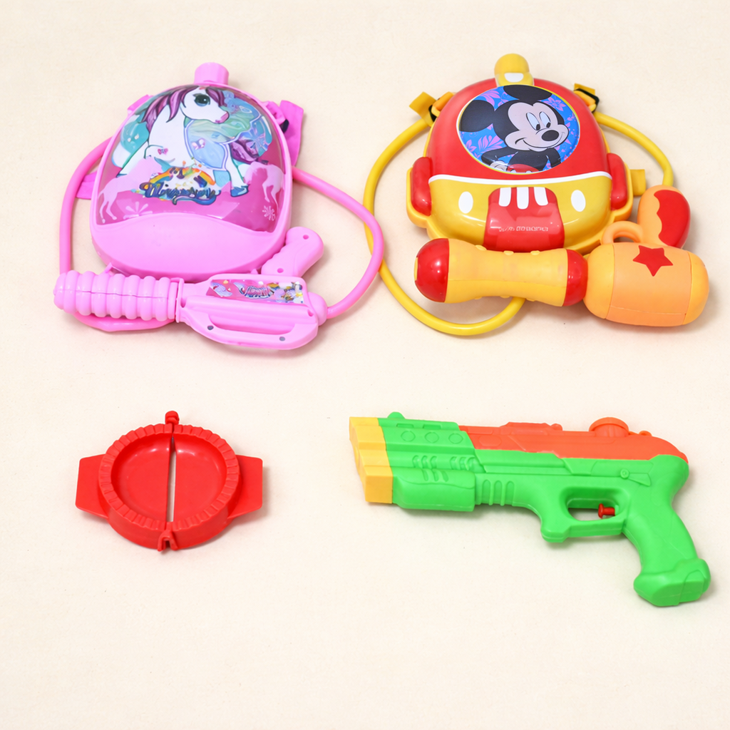 Holi Kids Water Gun Combo – Backpack Pichkari & Mini Water Gun Set