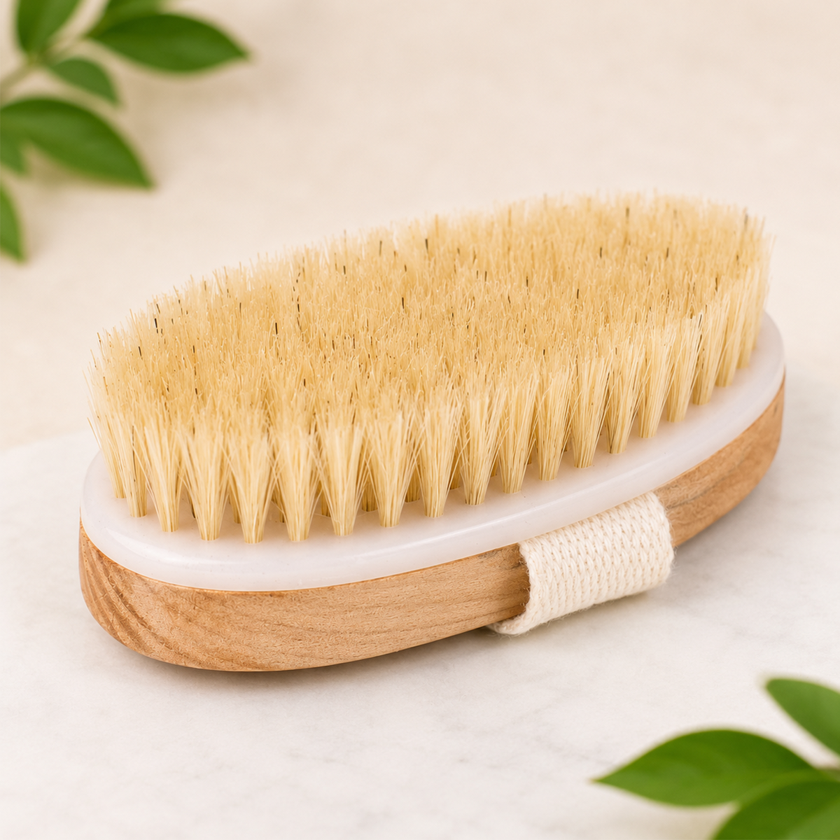 Natural Boar Bristle Dry Body Brush – Wooden Exfoliating Bath Brush with Hand Strap for Wet or Dry Brushing, Skin Exfoliation, and Cellulite Reduction (Pack of 2)