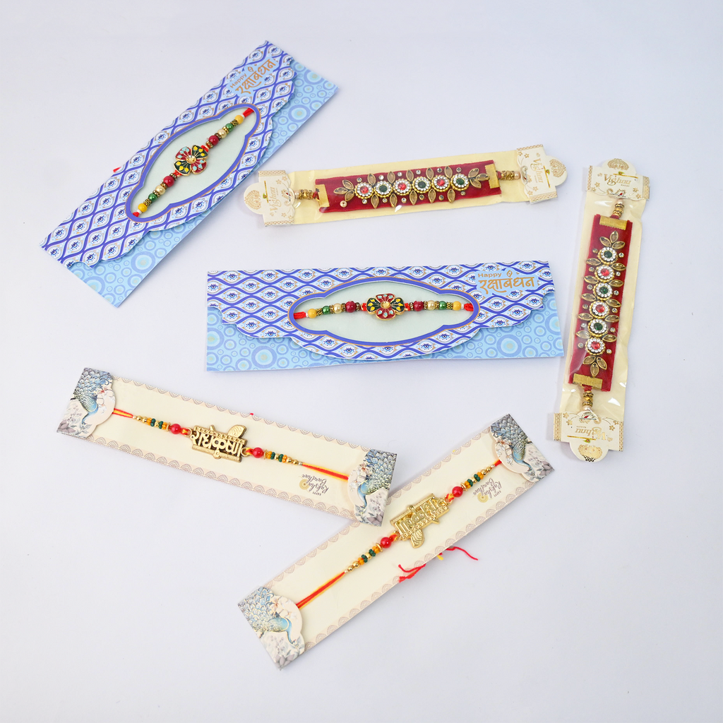 Designer Rakhi Set for Brother - Traditional Handmade Rakhi Combo with Festive Packaging for Raksha Bandhan – Premium Beads, Stone Work, and Ethnic Rakhis