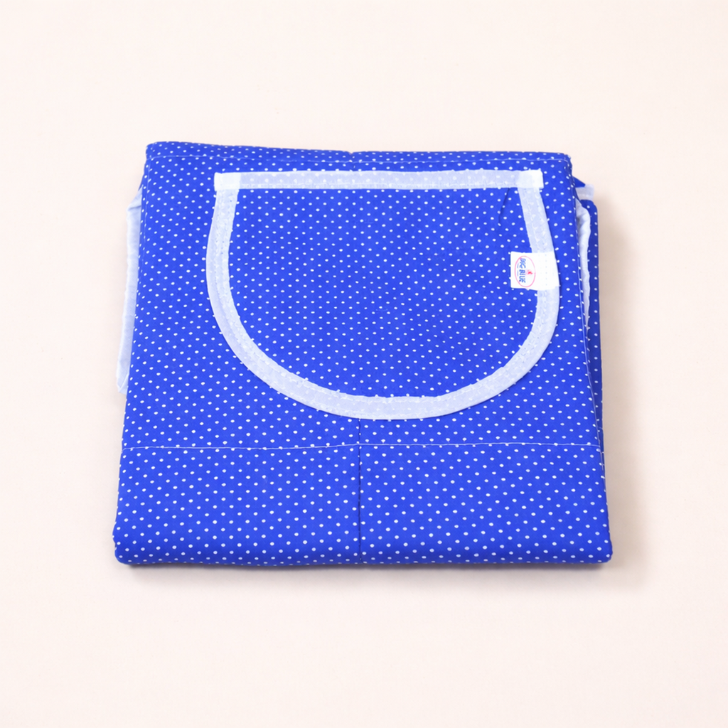 Cotton Kitchen Apron, Blue Polka Dot Print, with Front Pocket, Tie-Back, for Women