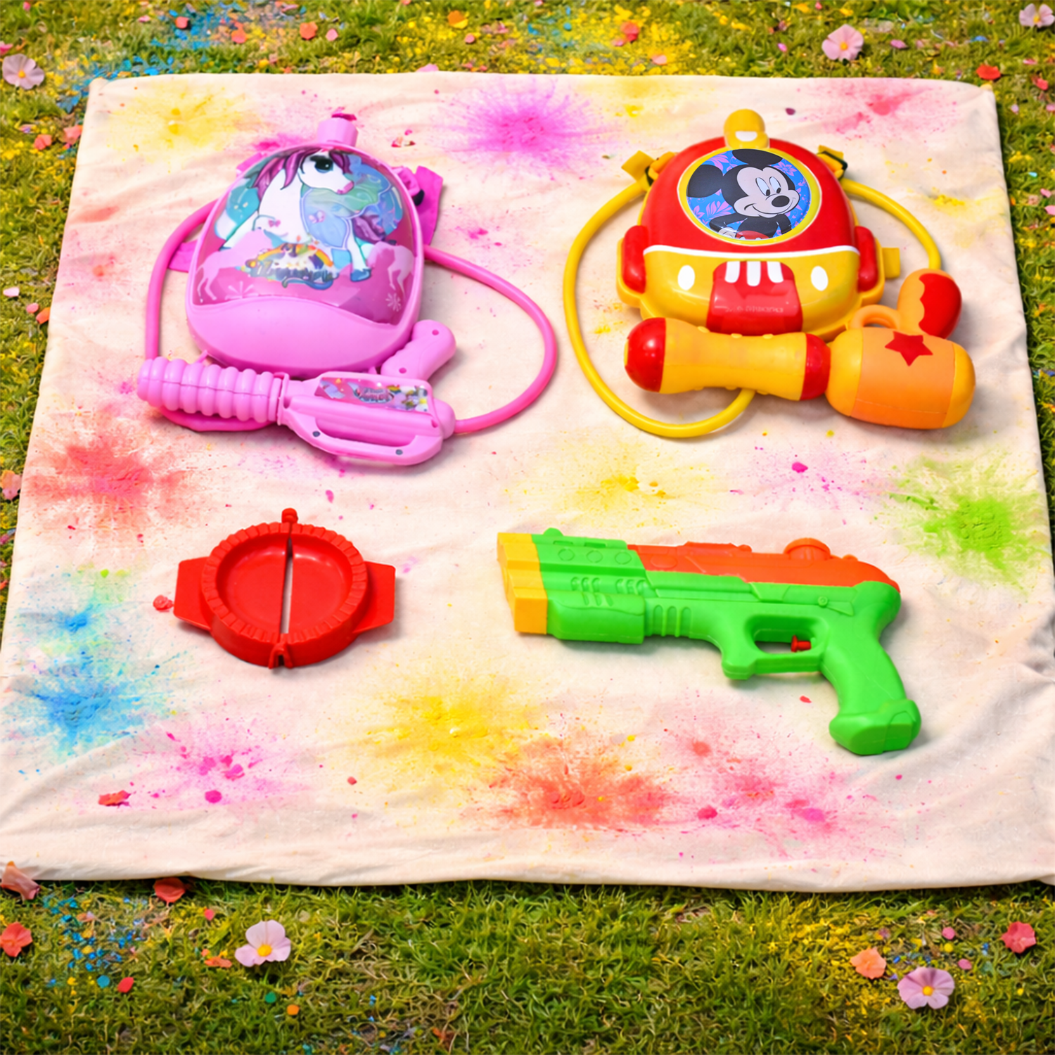 Holi Kids Water Gun Combo – Backpack Pichkari & Mini Water Gun Set
