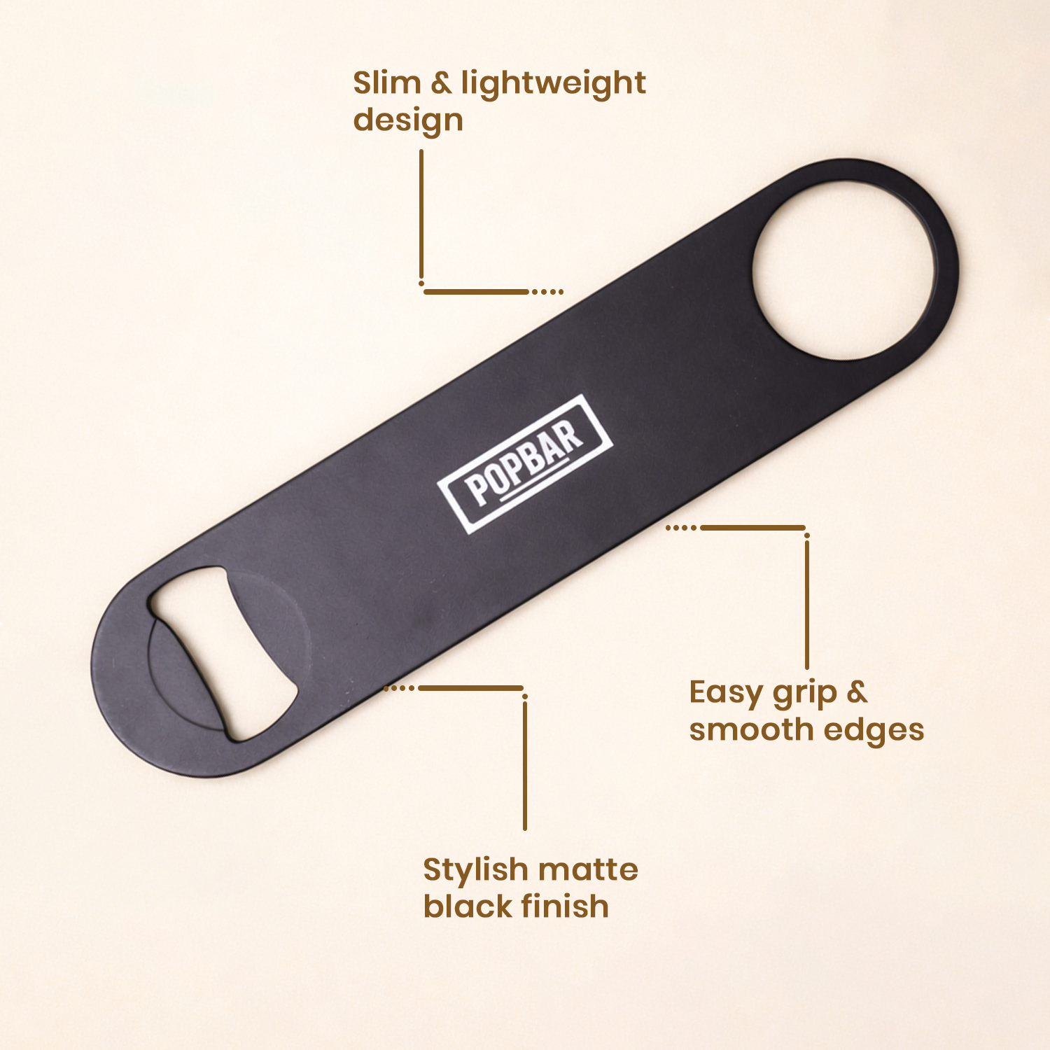 Professional Speed Bottle Opener - Matte Black Lightweight Design | POPBAR 8