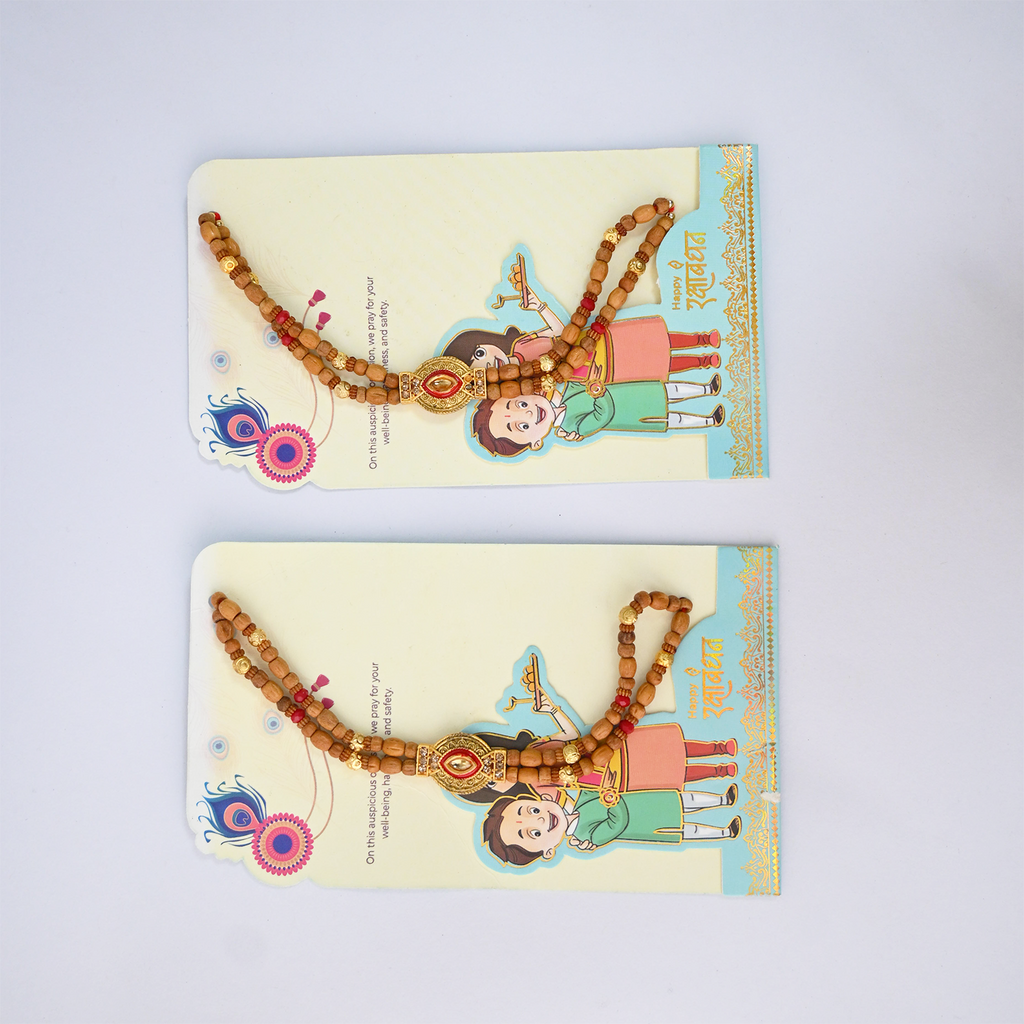 Rakhi Set for Brother - Traditional Handmade Rakhi Combo with Rudraksha, Beads, and Ethnic Designs for Raksha Bandhan – Festive Gift Pack