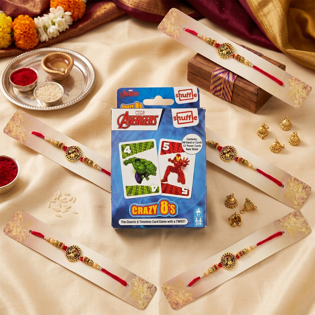 Card Game & Rakhi Combo Set for Kids – Festive Gift Hamper